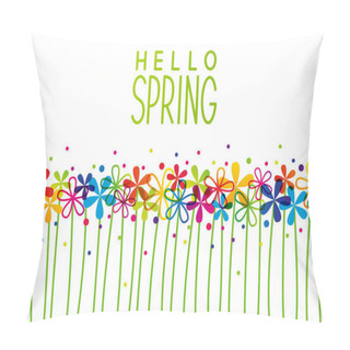 Personality  Hello Spring Rainbow Flowers Pillow Covers