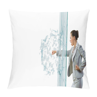 Personality  Businesswoman Breaking Glass Pillow Covers