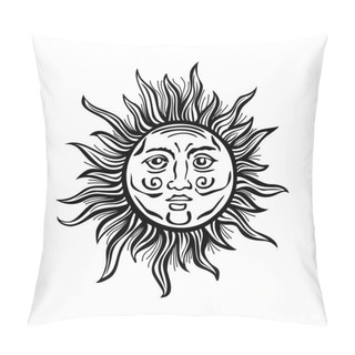Personality  Sun Retro Vintage Vector Folklore Classic Decoration Drawing Illustration Pillow Covers
