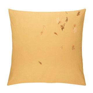 Personality  Golden Maple Leaves Falling Down Isolated On Yellow Pillow Covers