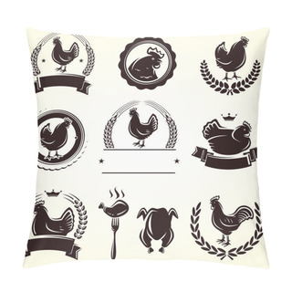 Personality  Chicken Labels Set. Pillow Covers