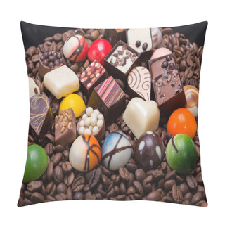 Personality  Set Of A Various Chocolate Pralines And Coffee Beans Pillow Covers