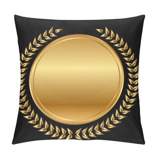 Personality  Vector Gold Medal And Laurels On Black Background Pillow Covers