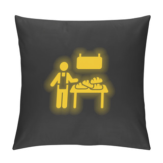 Personality  Bakery Vendor Yellow Glowing Neon Icon Pillow Covers
