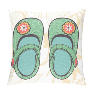 Personality  Illustration Of Beautiful Baby Girl Shoes Pillow Covers