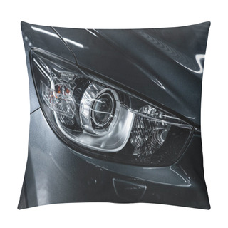 Personality  Novosibirsk, Russia  September 18, 2019:  Mazda CX-5, Exterior Detail. Close Up Detail On One Of The LED Headlights Modern Car  Pillow Covers