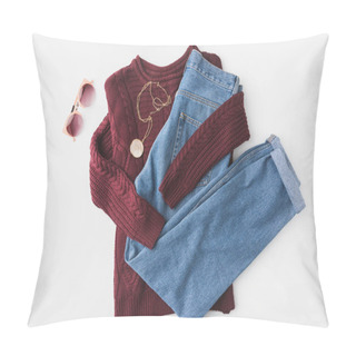 Personality  Knitted Sweater, Trendy Jeans And Accessories Pillow Covers