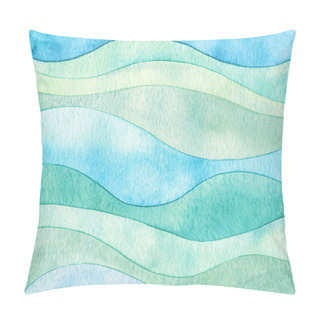 Personality  Abstract Wave Watercolor Painted Background Pillow Covers