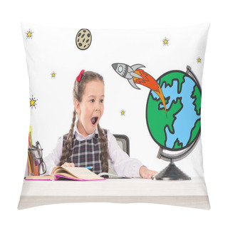 Personality  School Girl Dreaming About Space Traveling Pillow Covers