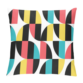 Personality  Seamless, Abstract Background Pattern Made With Geometric Shapes (circular And Rectangular) In Yellow, Blue, Red And Black Colors. Modern, Simple, Playful And Vibrant Vector Art. Pillow Covers