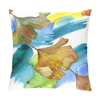 Personality  Green Yellow Ginkgo Biloba Leaf Plant Botanical Foliage. Watercolor Illustration Set. Watercolour Drawing Fashion Aquarelle Isolated. Seamless Background Pattern. Fabric Wallpaper Print Texture. Pillow Covers