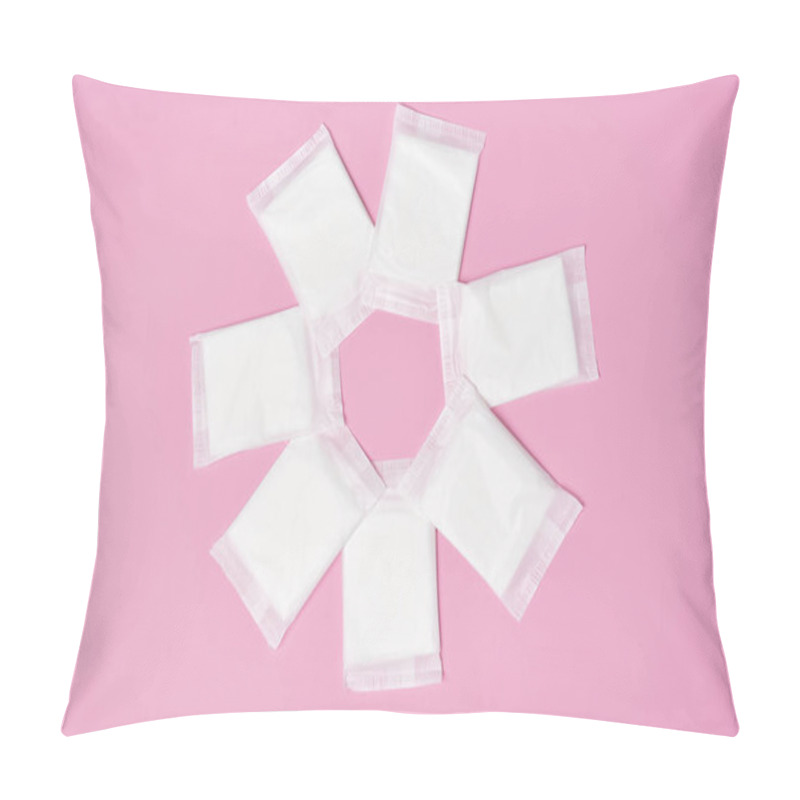 Personality  Packaged Cotton Sanitary Napkin Pad On Pink Background Pillow Covers