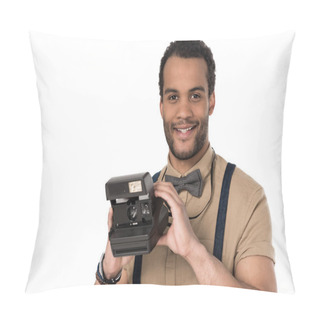 Personality  Young Man With Instant Camera  Pillow Covers