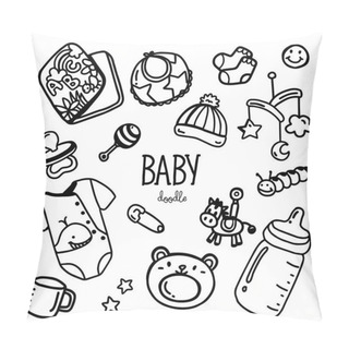 Personality  Baby Items Doodle. Hand Drawing Styles For Baby Item. Pillow Covers