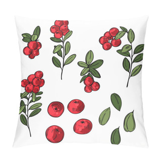 Personality  Hand Drawn Forest Berry. Lingonberry. Cowberry. Vector Sketch Illustration Pillow Covers