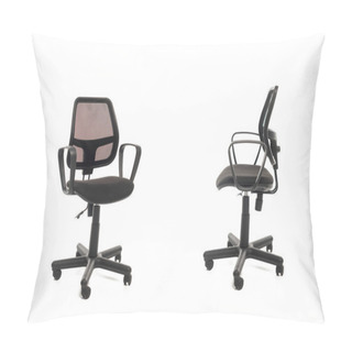Personality  Two Black Office Chairs Isolated On White Pillow Covers