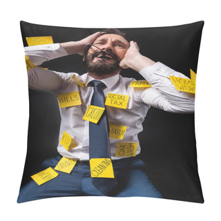 Personality  Stressed Businessman With Sticky Notes  Pillow Covers