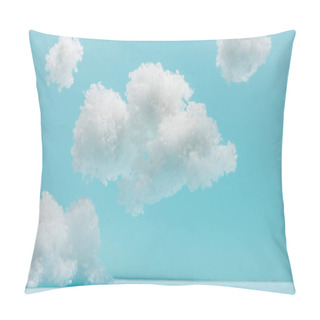 Personality  White Fluffy Clouds Made Of Cotton Wool Isolated On Blue Pillow Covers