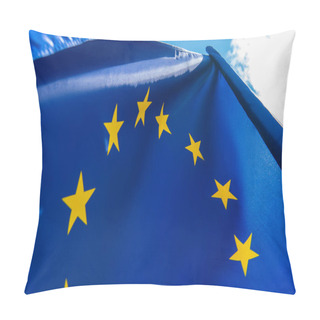 Personality  Close Up View Of European Union Flag Against Sky  Pillow Covers