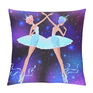 Personality  Beautiful Vector Illustration. The Snowflakes Ballerina Girls. Cute Cartoon Character From Winter Tale And Ballet.  Pillow Covers