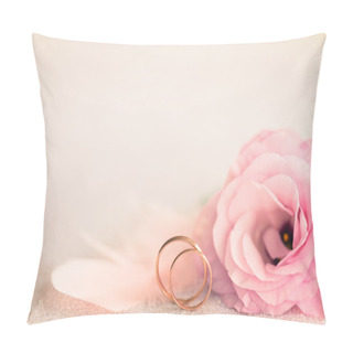 Personality  Wedding  Background With Gold Rings, Gentle Flower And Light Pin Pillow Covers