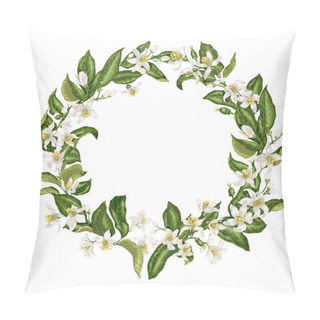 Personality  Wreath In Vintage Style With Citrus Flowers In Shape Of A Circle Pillow Covers