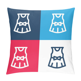 Personality  Baby Dress Blue And Red Four Color Minimal Icon Set Pillow Covers
