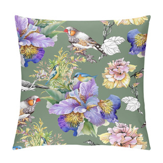Personality  Flowers And Birds Seamless Pattern Pillow Covers