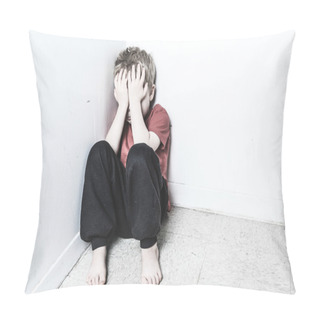 Personality  Neglected Lonely Child Leaning At The Wall Pillow Covers