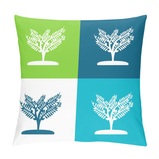 Personality  Big Plant Like A Small Tree Flat Four Color Minimal Icon Set Pillow Covers