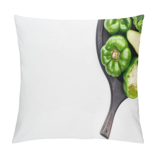 Personality  Top View Of Avocado, Peppers And Greenery On Pizza Skillet  Pillow Covers