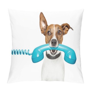 Personality  Dog On The Phone And Looking The Side Pillow Covers