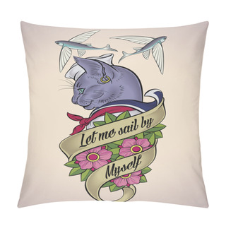 Personality  Vintage Tattoo Of A Cat-sailor Pillow Covers