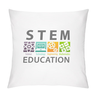 Personality  STEM Education Concept Logo. Science Technology Engineering Mathematics.  Pillow Covers