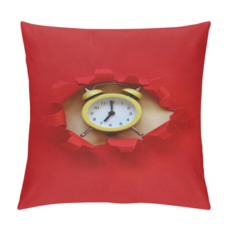 Personality  Yellow Alarm Clock From The Paper Hole Pillow Covers