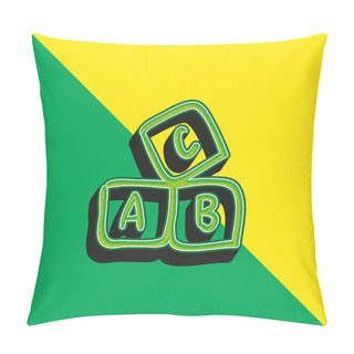 Personality  ABC Educational Hand Drawn Cubes Green And Yellow Modern 3d Vector Icon Logo Pillow Covers
