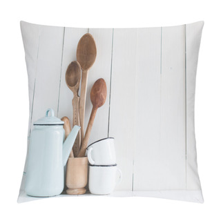 Personality  Coffee Pot, Enamel Mugs And Rustic Spoons  Pillow Covers