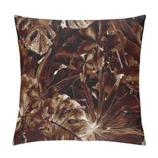 Personality  Tropical Pattern. Watercolor Thailand Palm, Monstera, Hibiscus, Banana Tree. Pillow Covers