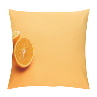 Personality  Ripe Delicious Orange Halves On Colorful Background Pillow Covers