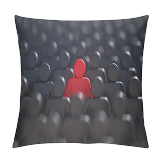 Personality  Liadership, Difference And Standing Out Of Crowd Concept. 3D Rendered Illustration. Pillow Covers