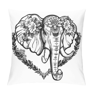 Personality  Decorative Vector Elephant With Flowers Pillow Covers