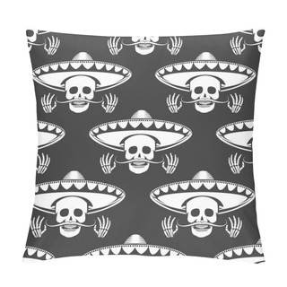 Personality  Mustache Skull In Sombrero Seamless Pattern Pillow Covers