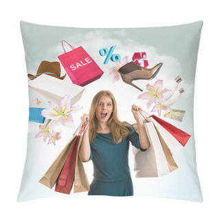 Personality  Woman Shopping Concept Pillow Covers