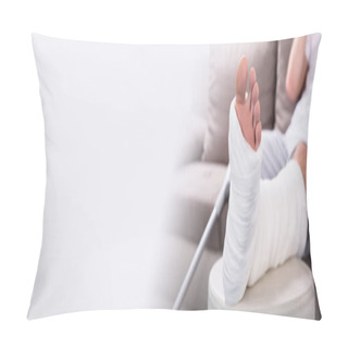 Personality  Close-up Photo Of A Man's Plastered Leg Pillow Covers