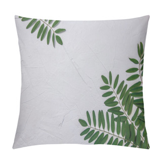 Personality  White Background With Green Leaves Of Acacia Pillow Covers
