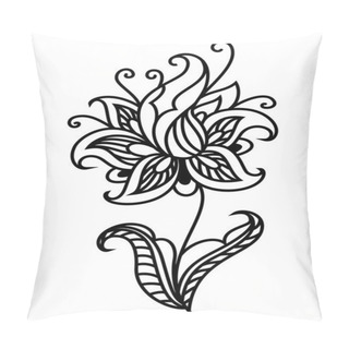 Personality  Dainty Outline Black Floral Motif Pillow Covers