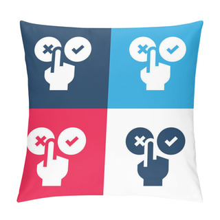 Personality  Bad Review Blue And Red Four Color Minimal Icon Set Pillow Covers