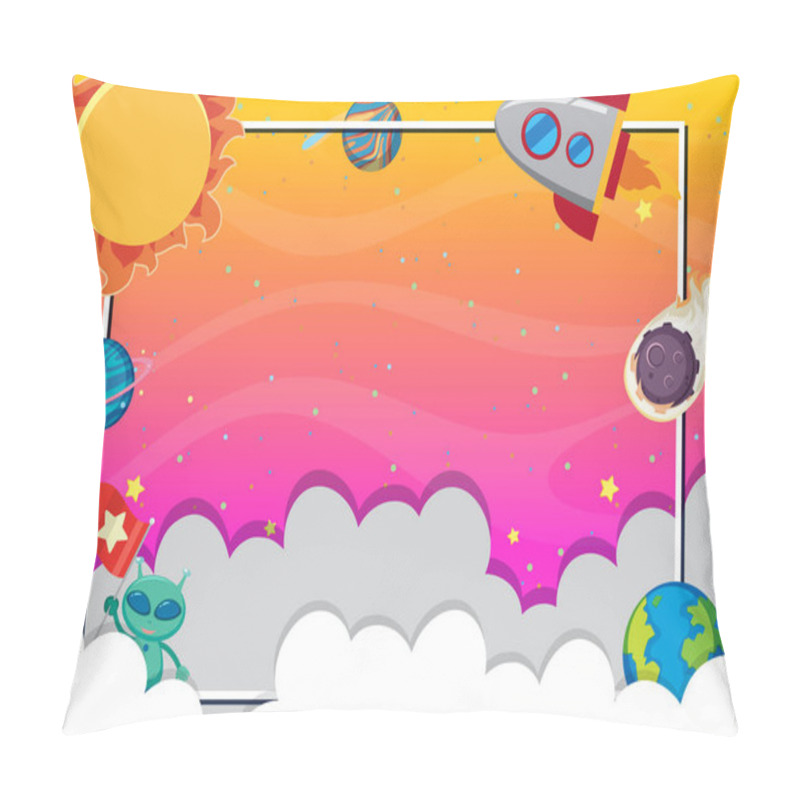 Personality  Frame Design With Many Planets In Background Illustration Pillow Covers