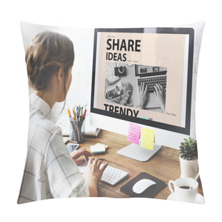 Personality  Woman Working On Computer  Pillow Covers