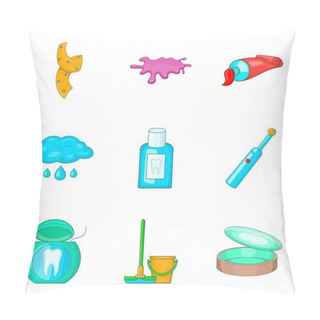 Personality  House Personal Hygiene Icon Set, Cartoon Style Pillow Covers